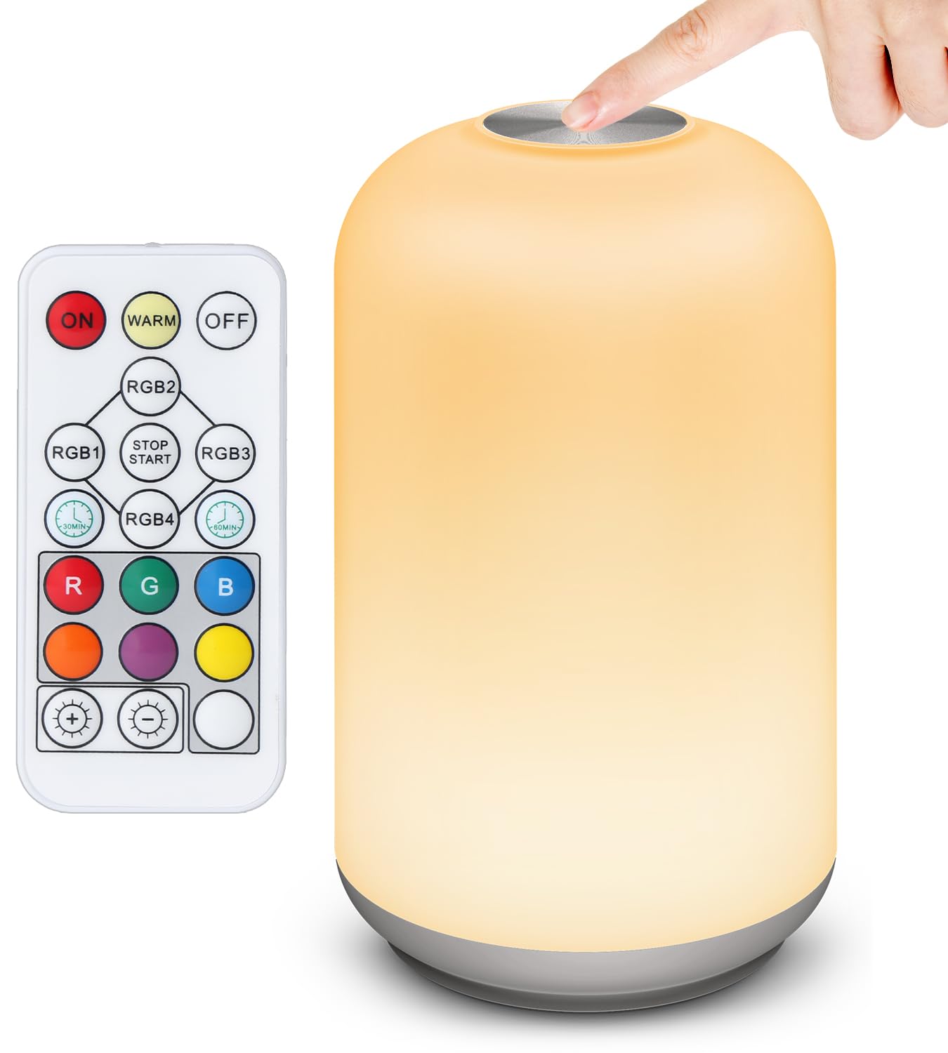 Luz Nocturna Infantil, Lámpara de Mesita de Noche Táctil, 13 RGB Colores Ajustables Lámpara Bebe Noche para Niños, Dormitorio, Guardería, Luz Nocturna Niño
