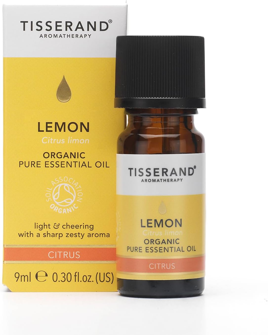 Tisserand Organic Pure Essential Oil - 100 Percent Natural - Essential Oils for Diffusers for Home - Vegan and Cruelty Free - Lemon - 0.3 oz