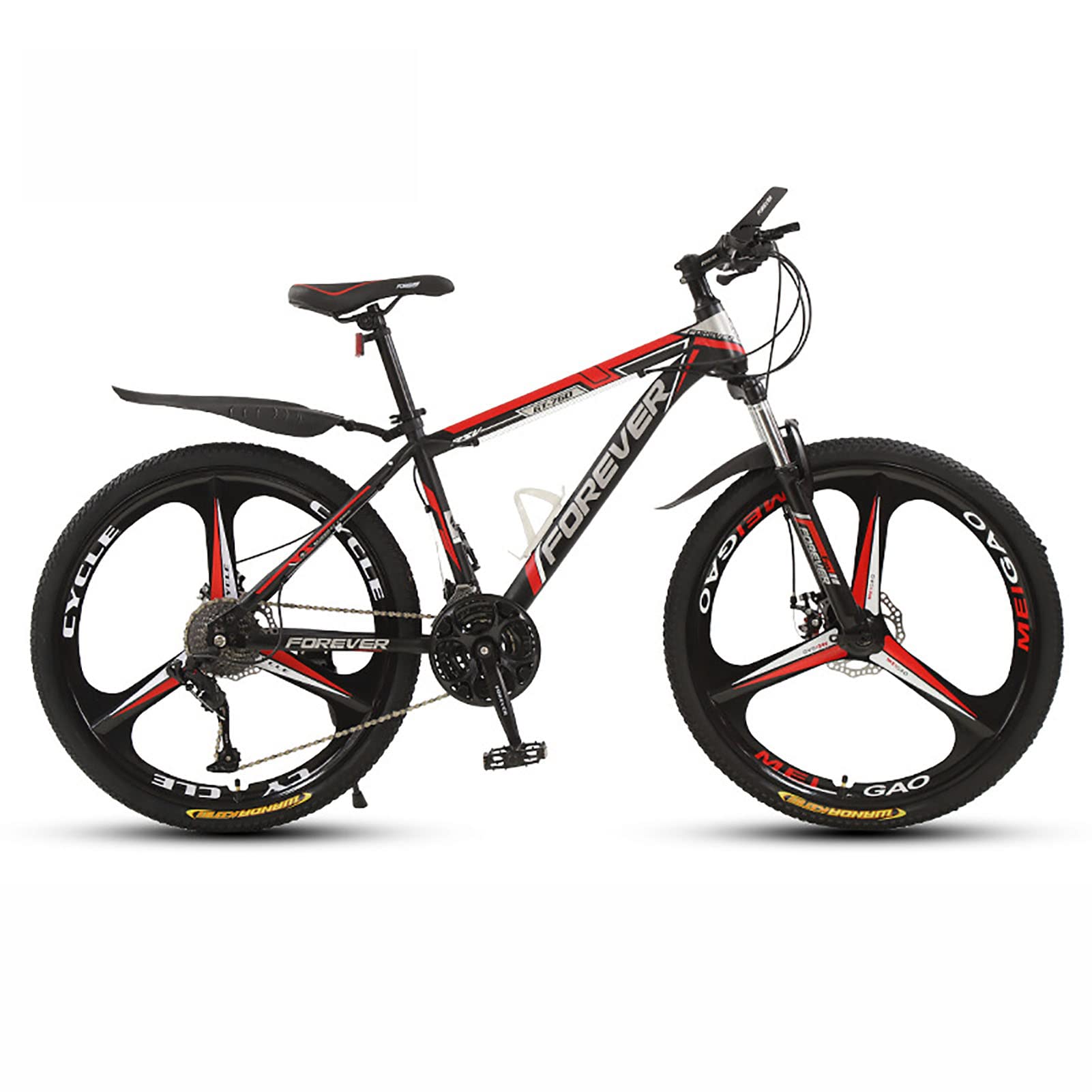 26 Zoll Rad Mountainbike/Fahrräder für Männer 21/24/27/30 Geschwindigkeiten Verdickter Rahmen aus Kohlenstoffstahl mit mechanischer Doppelscheibenbremse und feststellbarer Federgabel,O,24 speed