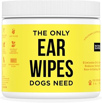 Natural Rapport Dog Ear Cleaner Wipes, Gentle Wax & Debris Wash, 100 Ct