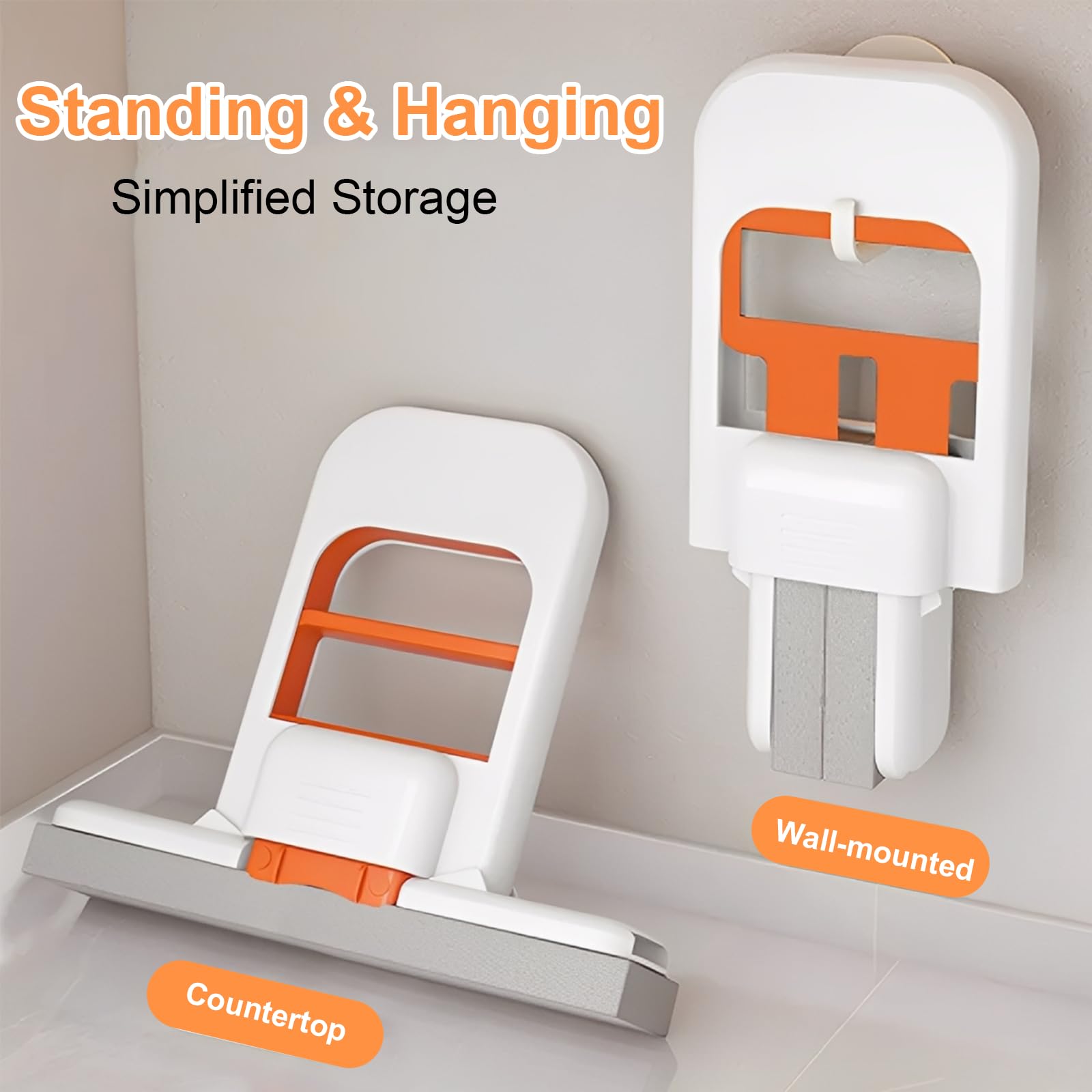 Fregona Autoescurrible, Plegable Mini Mopa, Mini Mop con 3 Esponja de Repuesto para Pisos, Dormitorios, Comedores, Cocinas y Encimeras de Baño
