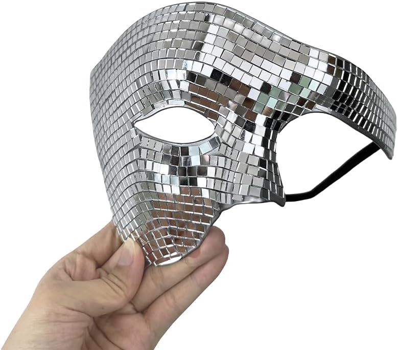 Máscara Disco Media Cara con Espejos para Fiestas Halloween