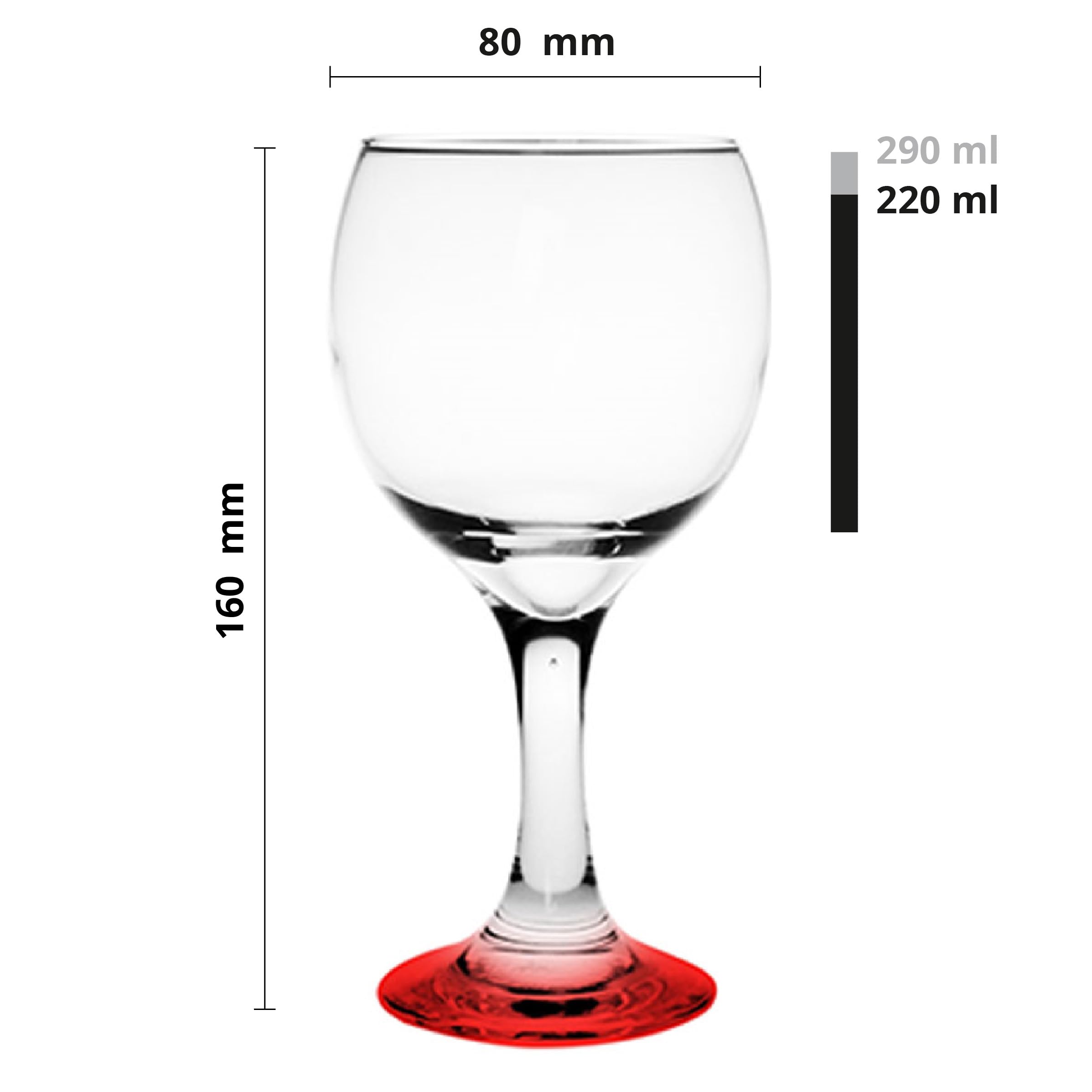 Glasmark Krosno Set De A Pied 6X220Ml Verre A Pied Verre Rouge À Blanc Lavable Au Lave-Vaisselle