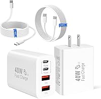 Vista 1 de Cargador para iPhone 17 y 16, cargador multipuerto de 40 W, carga rápida, paquete de 2 bloques de carga de teléfono USB C de 4 puertos de Apple