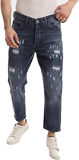 White Front Light Wash Jeans With Elastic Waist & Hem