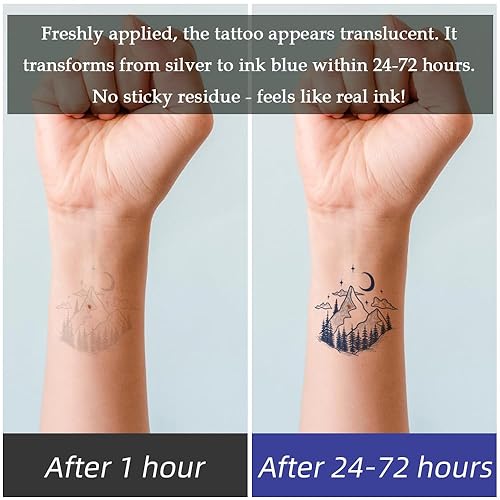 Miniatura 7 de Semipermanente dura 1-2 semanas, impermeable, pequeños tatuajes temporales, aspecto realista, sin adhesivo, sin reflejo, calcomanías de arte