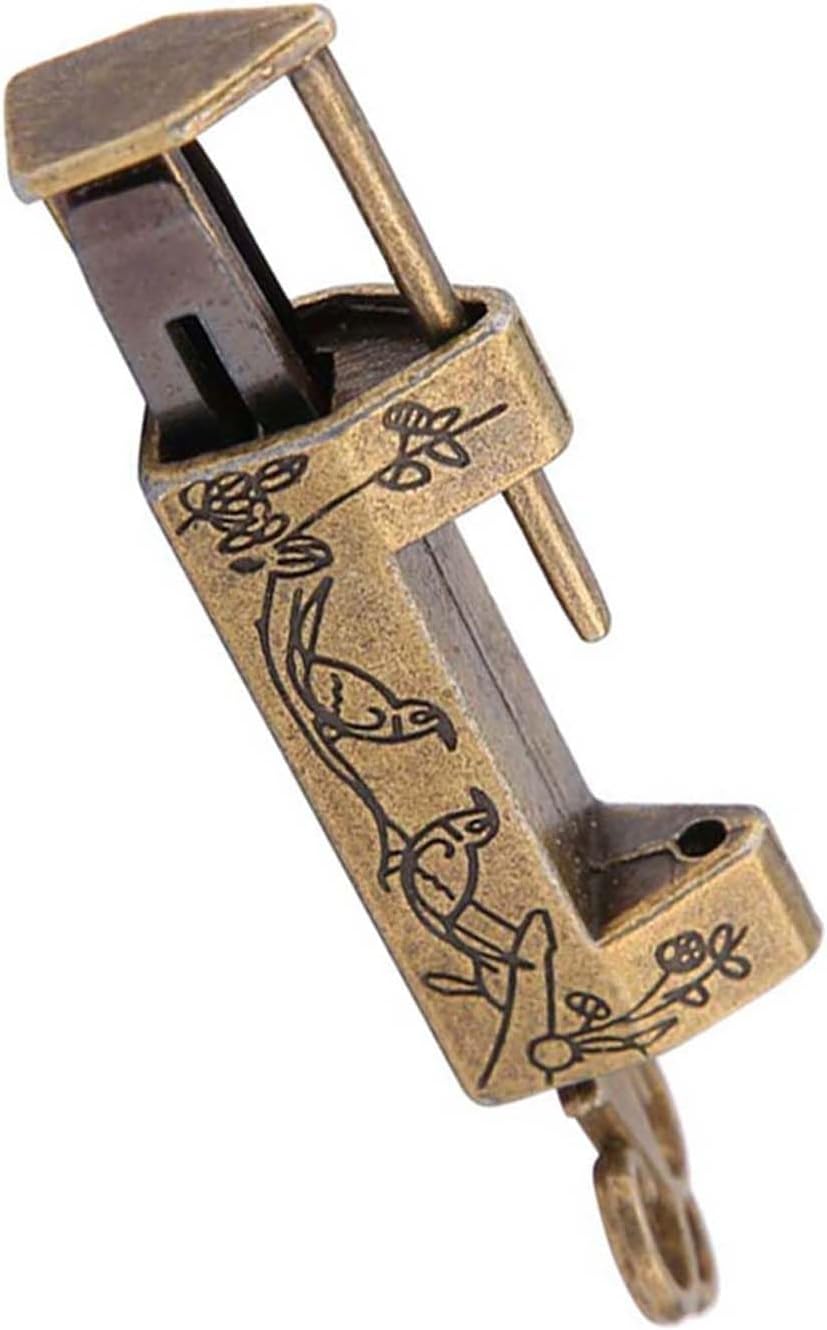 Mini Vintage Padlock with Floral Retro Design, Antique Bronze Keyed Lock for Jewelry Box, Furniture Drawers, Cabinets and Luggage, Zinc Alloy, 1.6 Inch image 2