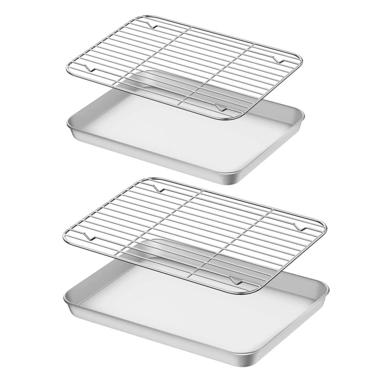 Hemobllo 2juegos Bandejas Para Hornear De Acero Inoxidable Rejilla Para Enfriar Bandejas Para Hornear Con Rejilla De Alambre Para Uso Cocina