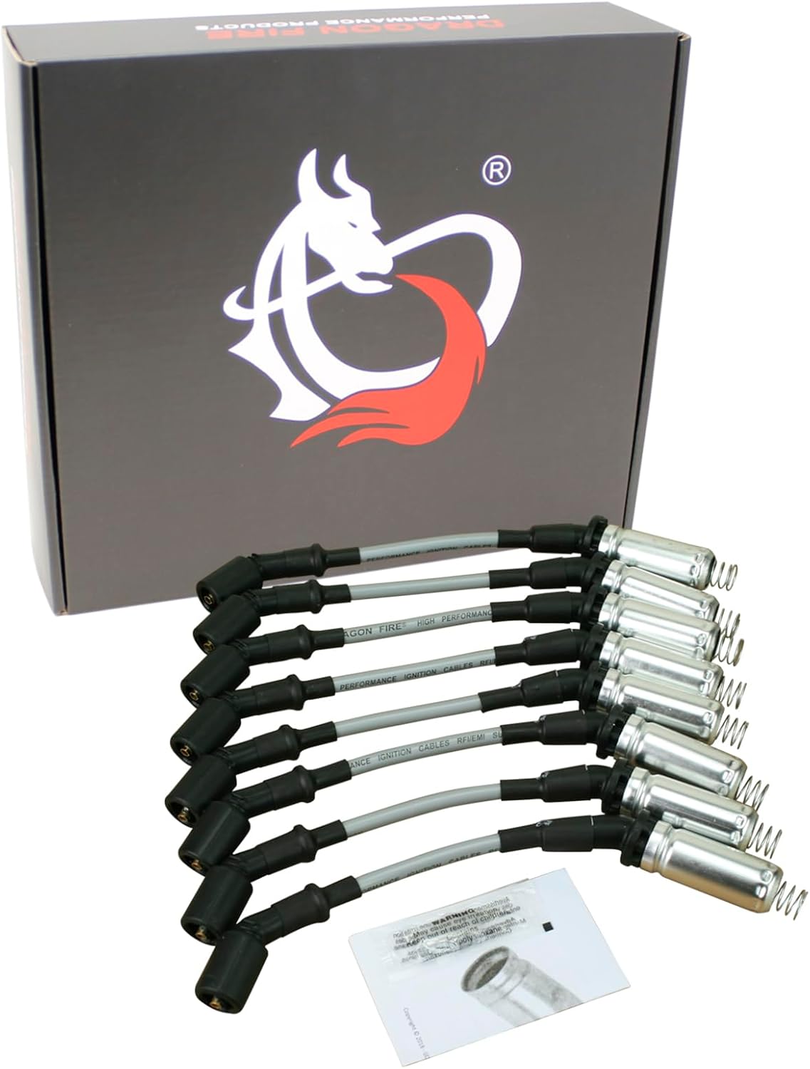 AIP Electronics Dragon FIRE Performance Street Series Silver Direct Fit 8.5mm Low Ohm Spark Plug Wire Set Compatible with 1999-2019 Buick Chevy GMC Cadillac Pontiac Hummer LS V8 OEM Fit PWJ256-S