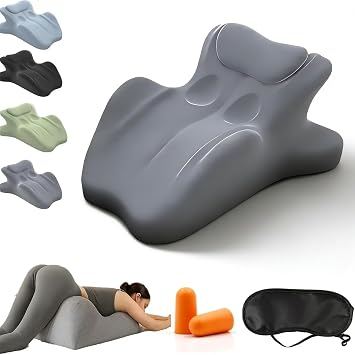 Memory Foam Wedge Couples Pillow, 27 Degree Angle Sweet Spot Pillow, Ergonomic Contoured Support Pillows, Multi-Position Support Pillows for Petite Adults - Helps Relieve Back Pain Gray