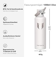 Termos din oțel inoxidabil Super Sparrow cu pai, 1 L, fără BPA, etanș, pentru sport, călătorii, școală, activități în aer liber 3