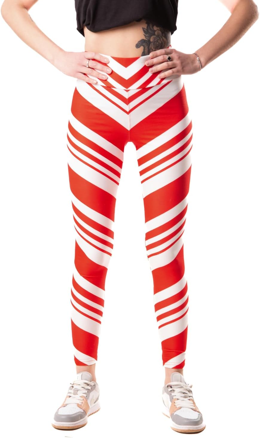 ComfyCamper Christmas Leggings for Women - Elf Tights Pants Santa Claus Holiday Candy Cane Womens Xmas Plus Size