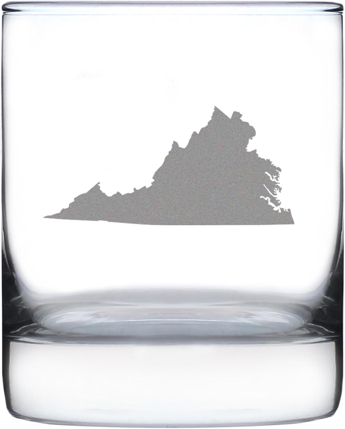 Bevvee Virginia State Outline Whiskey Rocks Glass - State Themed Drinking Decor and Gifts for Virginian Women & Men - Set of 2-10.25 Oz Whisky Tumbler Glasses