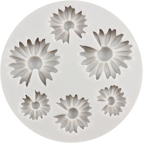 Miniatura 9 de Moldes de silicona con diseño de margaritas de crisantemo, molde para fondant, hojas de girasol, molde de chocolate para decoración de pasteles de