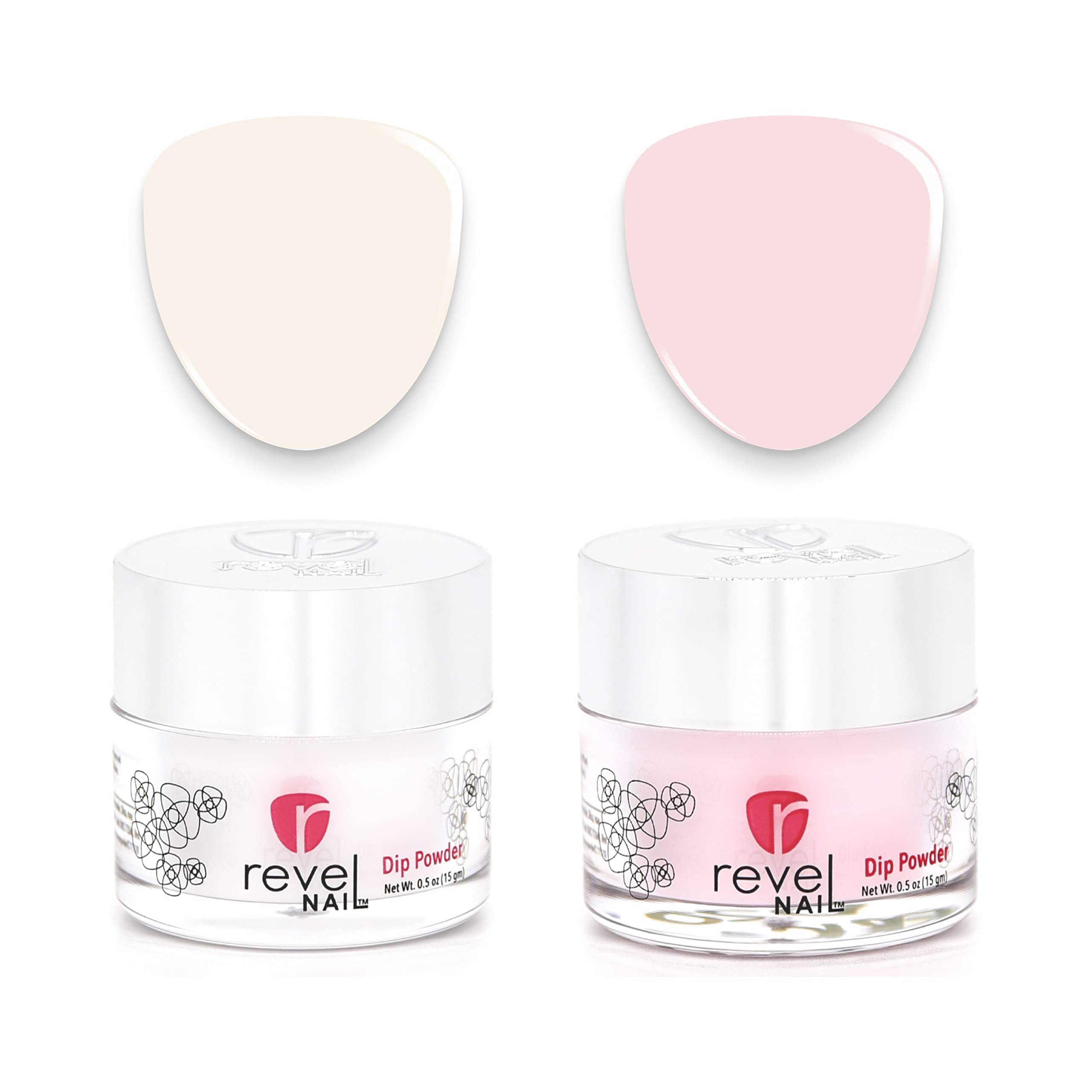 Revel Nail Dip Powder - White and Pink Dip Powder for Nails, Chip Resistant Dip Nail Powder with Vitamin E and Calcium, DIY Manicure