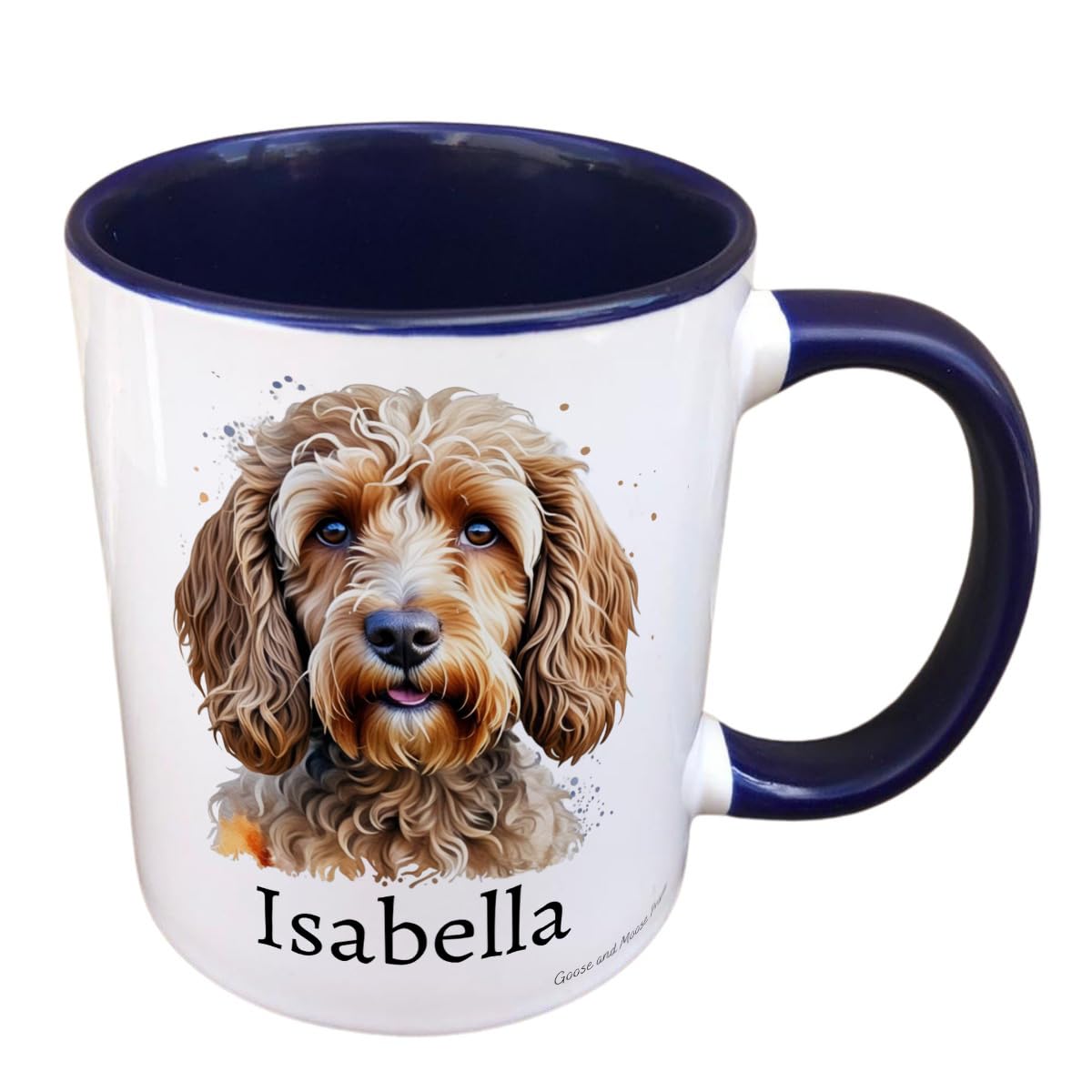 Personalised Cockapoo Mug, Gift for Puppy Lover, Thank you Present for Dog Owner, Housewarming Coffee Cup, Country Style Kitchenware (Pink)