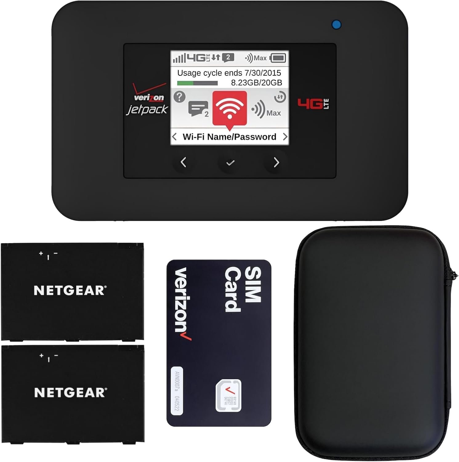 Verizon Wireless Jetpack Netgear AC791L | Mobile Hotspot for Travel | 4G Mobile Portable WiFi | Unlocked Globally | Speed up to 300 Mbps | Battery Usage 20 Hours | EVDO-LINK Bundle - Verizon Sim Card