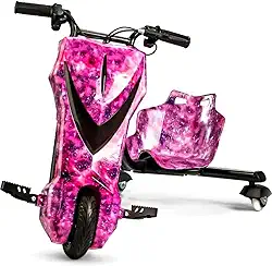 Triciclo Elétrico Drift LED, 350W, 8 Polegadas, 3 Velocidades, com Buzina e Bluetooth (ROSA)