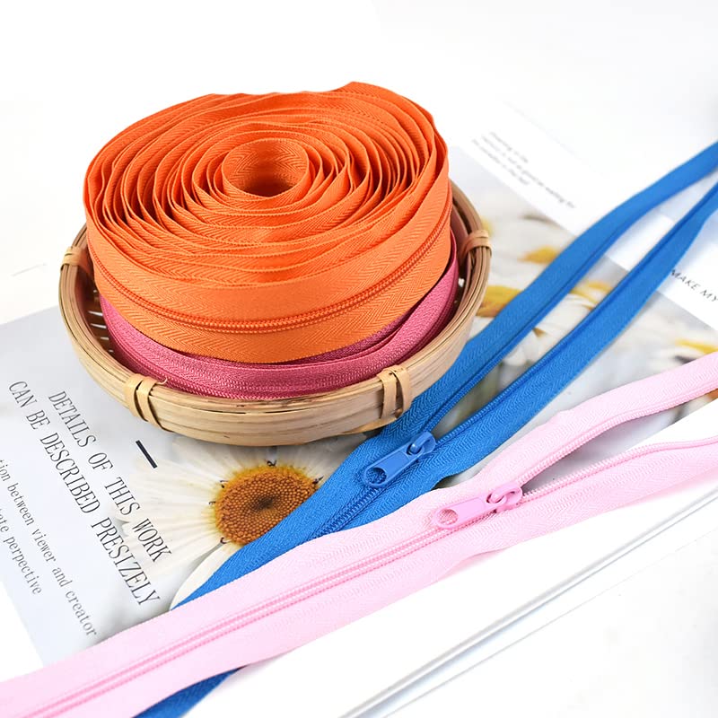 Rollo de cremallera de bobina de nailon de 5/10/20 metros 5# con cinta de cremalleras deslizantes para coser bolsas de ropa Kit de reparación de cremallera accesorios de ropa DIY-LakeBlue275,5#,20 me