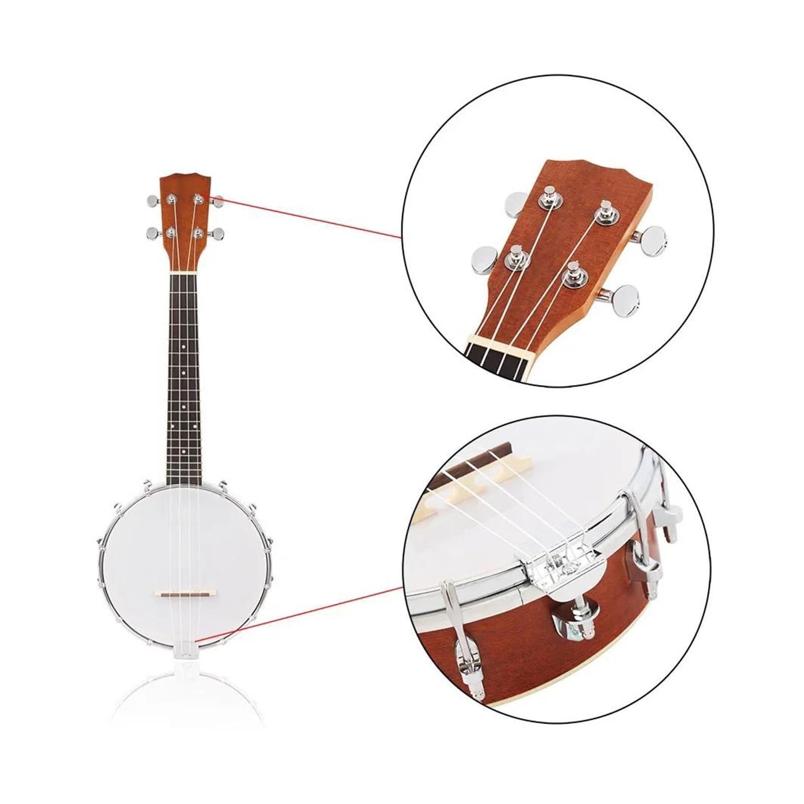 Przenośne Ukulele Profesjonalne 4 Strunowe Banjolele Z Tunerami Gig Bag I Innymi Akcesoriami