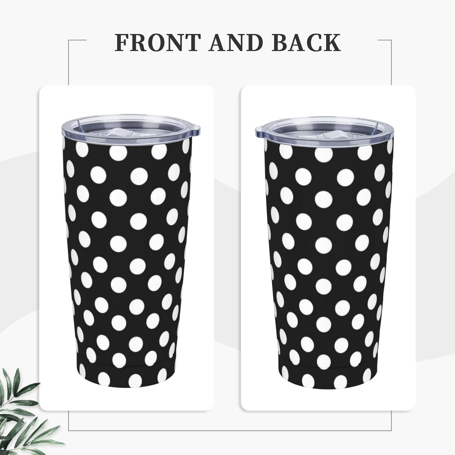 Dot 20oz Tumbler with Lid and Straw for Women Men, Black Polka Dot Insulated Mug White Point Design Circle Round Stainless Steel Tumbler Double Wall Vacuum Travel Mug Coffee Cup - Image 3