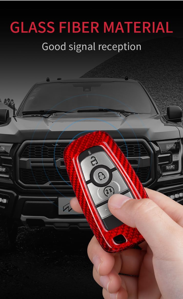 Carbon Fiber Key Fob Cover for Ford F150 Mustang Explorer Expedition Escape Edge Bronco Transit Maverick and Lincoln Navigator Nautilus Aviator Corsair