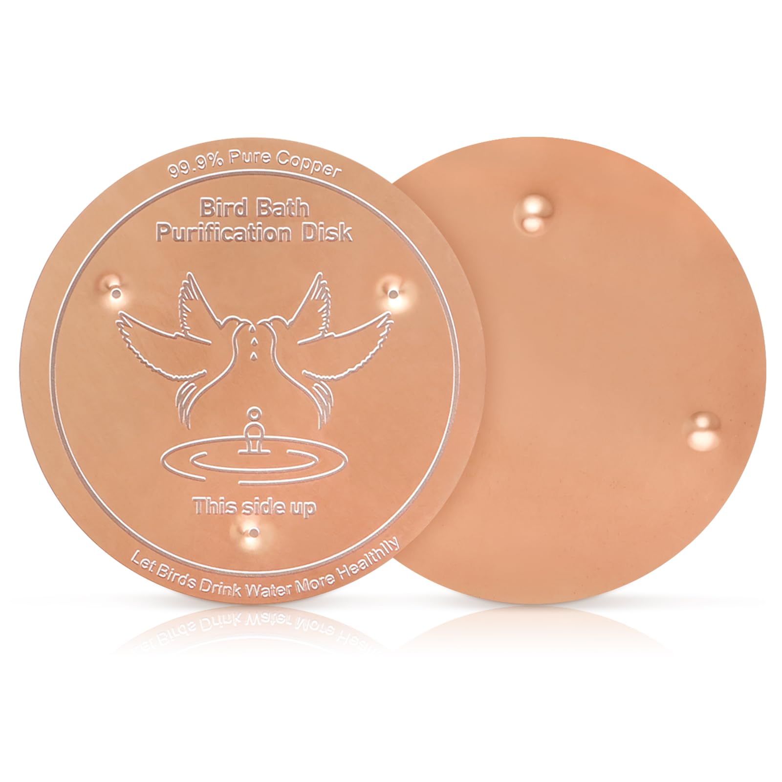 2 Pcs Bird Bath Copper Disk, 0.6mm 99.99% Pure Copper Birdbath Cleaner with Three-Point Support, Bird Purification Disk for Outdoor Birdbath Bowls, All-Season(Style 1)