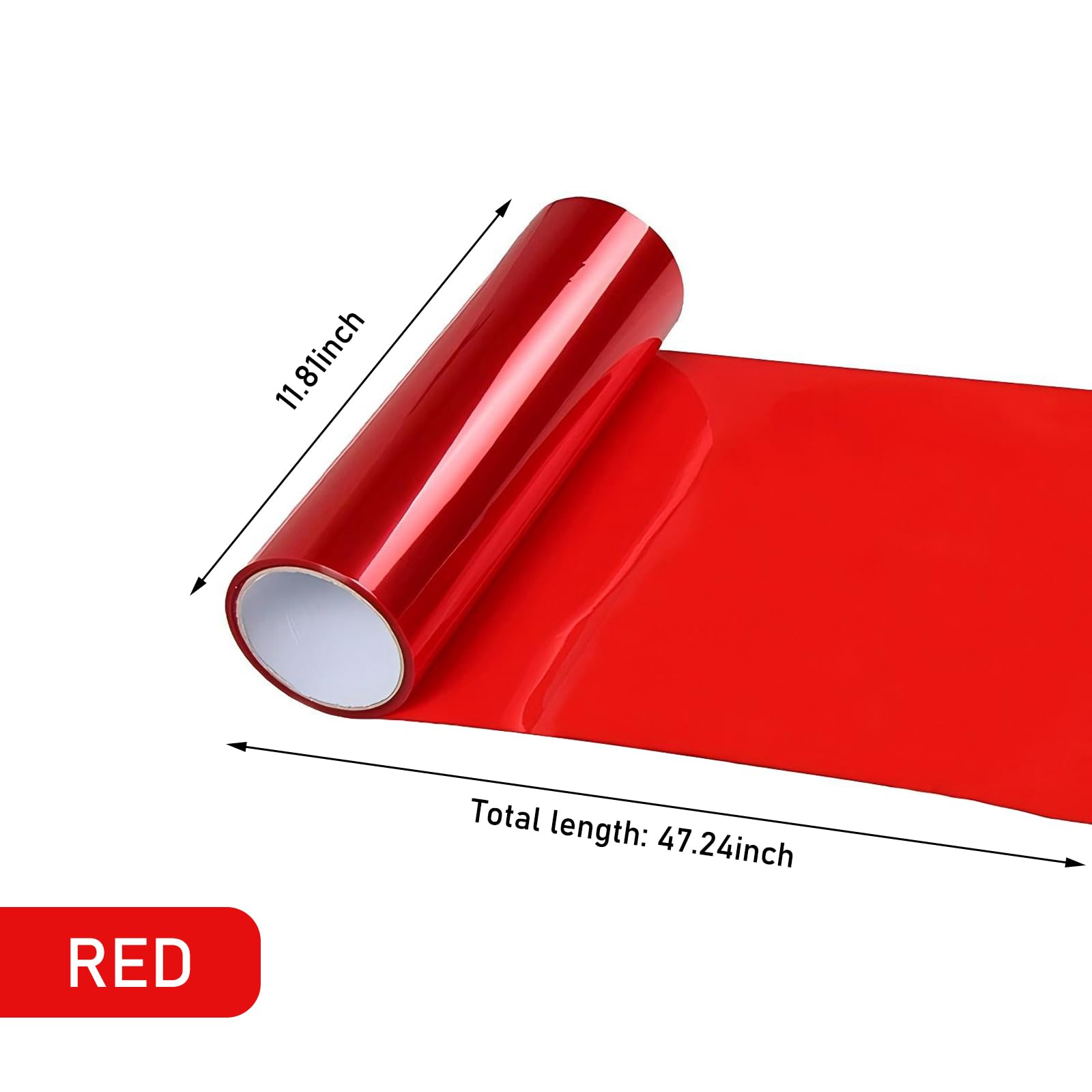 awlbed 1 PC Car Front Road Light Film, Bright Fog Light Tail Light Color Changing Protective Film, Self-Adhesive Shiny Auto Accessories, Universal for Most Cars, Trucks, SUVs (Red)
