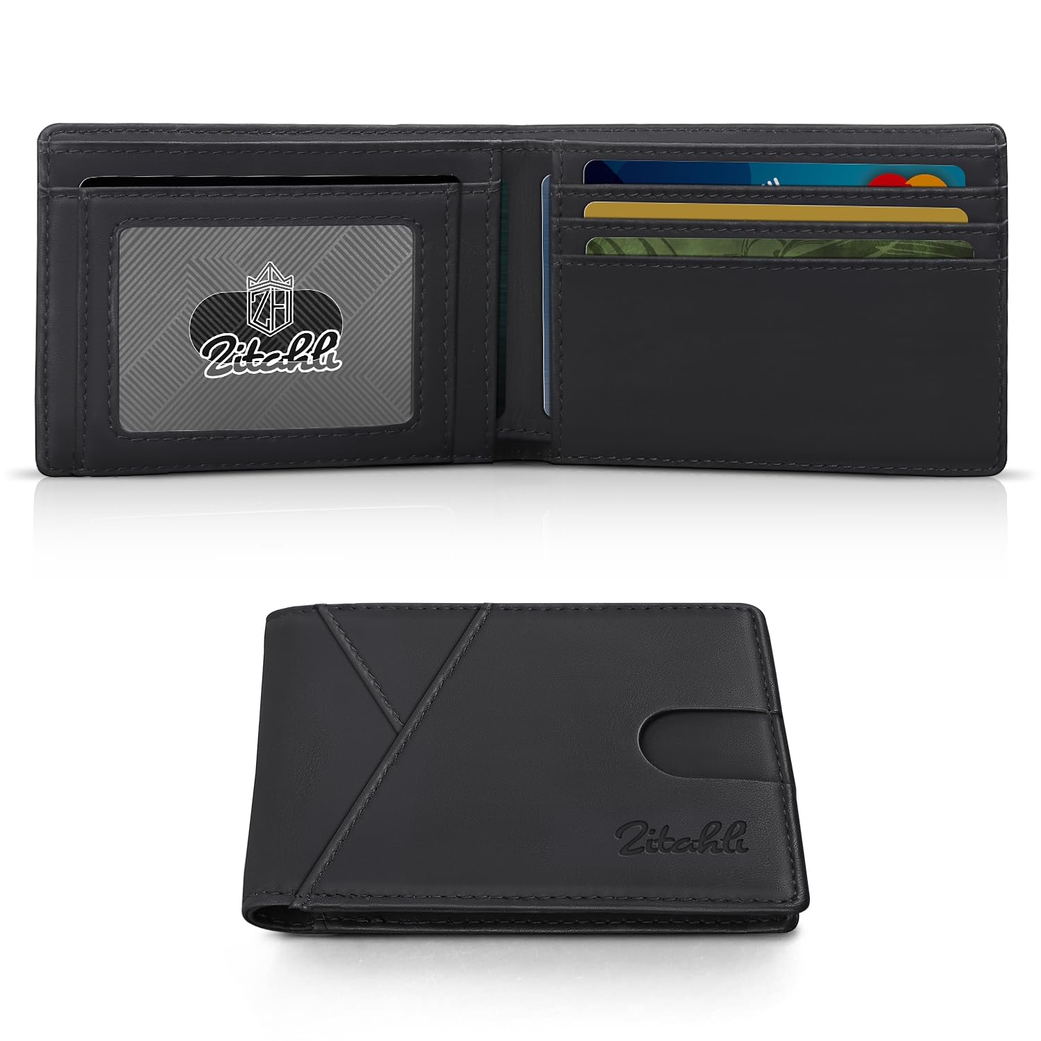 Zitahli Bifold Wallets for Men, Slim RFID Leather Card Holder Cash Pocket | Minimalist Front Pocket Design, Holds 11 Cards, RFID Protection, Gifts for Men on Birthdays, Father’s Day, and Christmas