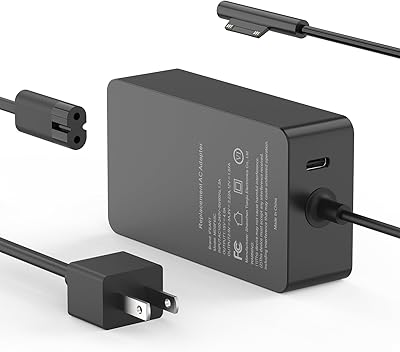 Microsoft Surface Chargeur ,65 W 15 V 4 A Chargeur Pour Ordinateur Portable Surface 4 3 2 1 Surface Book1 2 X Pro 8 Pro 7 Pro 6 Pro 5 Pro 4 Surface Go Avec Port Usb Surface Pro