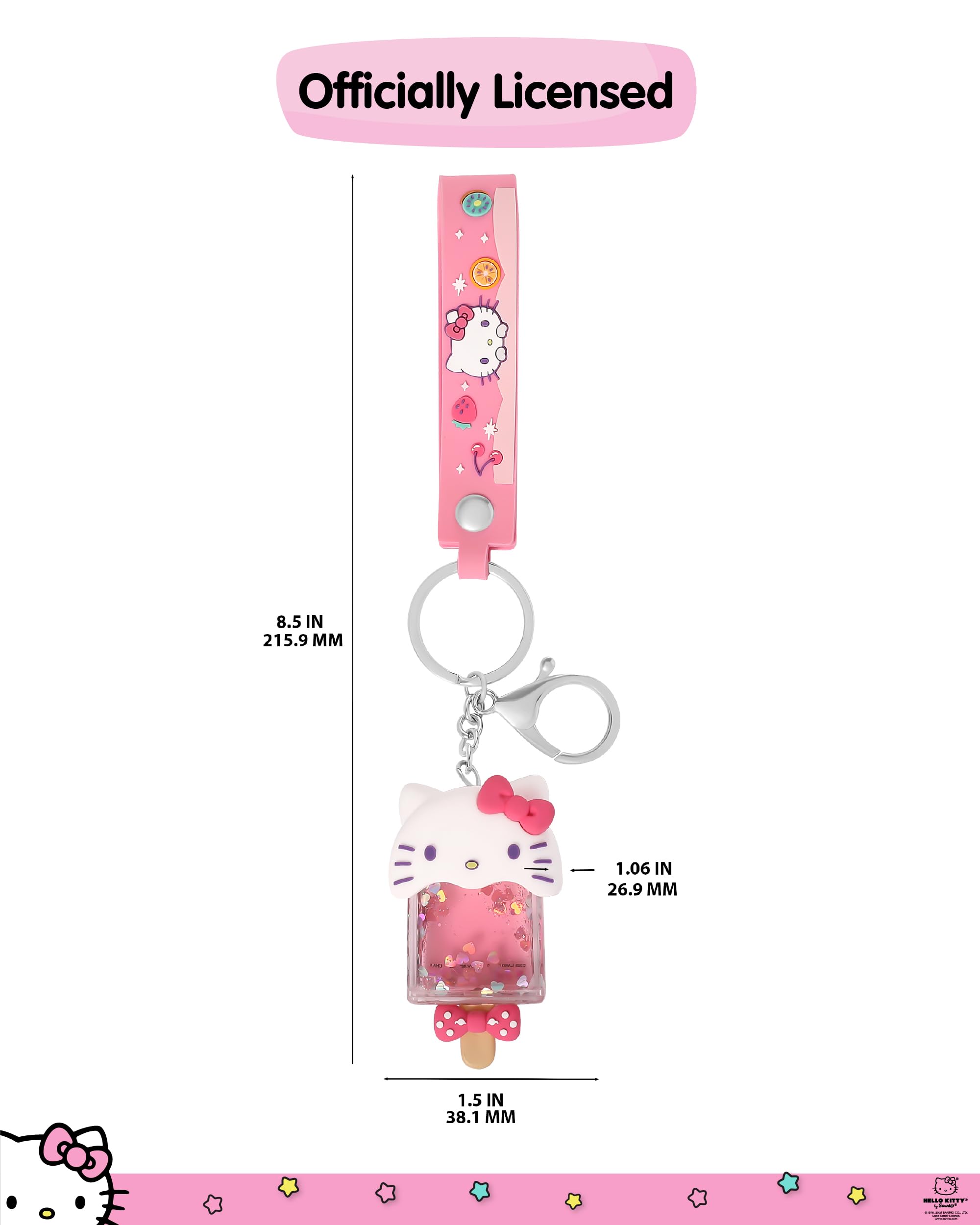SALLY ROSE Hello Kitty Acrylic Liquid Popsicle Keychain Official License, Cute Bag Charm and Purse Charm, Kawaii Key Chain