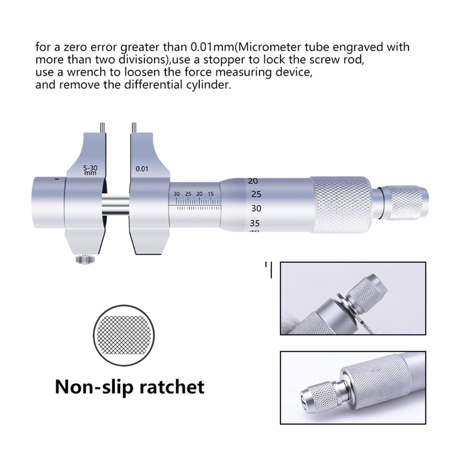 Micrómetro digital Micrómetro 5-30mm Inside Micrometer Micrometer Carburo Diámetro Interno Herramienta de medición Calibrador Calibrador