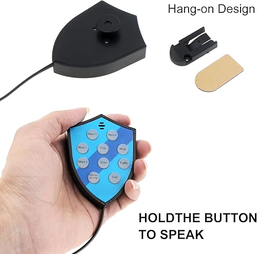 Miniatura 3 de bocina de coche de 12 V, 100 W, 9 sonidos, bocina de sirena de coche con soporte de gancho, función de llamada, alarma de advertencia electrónica de