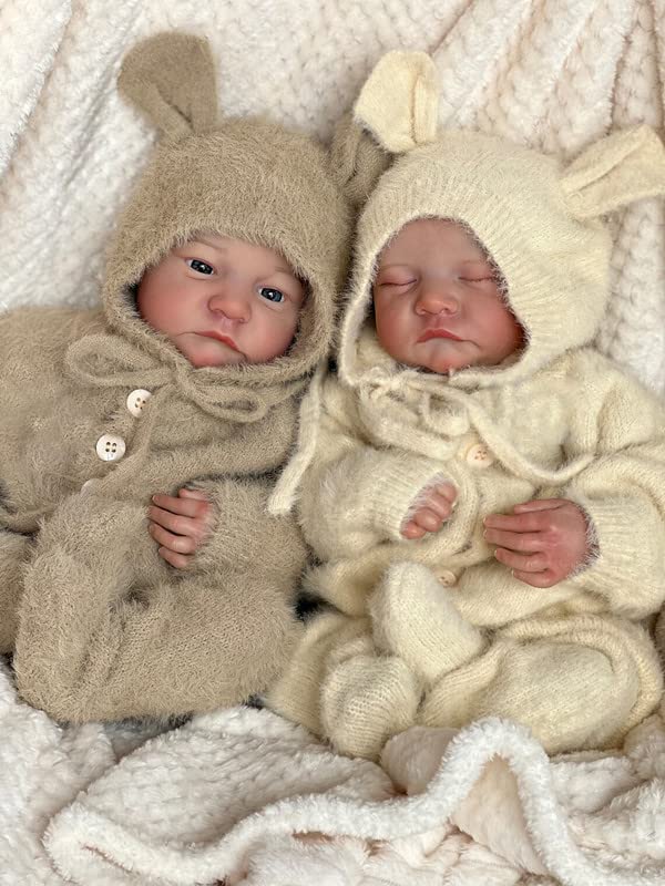 Anano Reborn Puppen Junge 19 Zoll 48 cm Realistische Neugeborene Babypuppen, die echt aussehen Babypuppen Neugeborene Lebensgröße Frühchen Weicher Körper Reborn Puppen Augen Offen Sieht aus wie ein – Bild 5