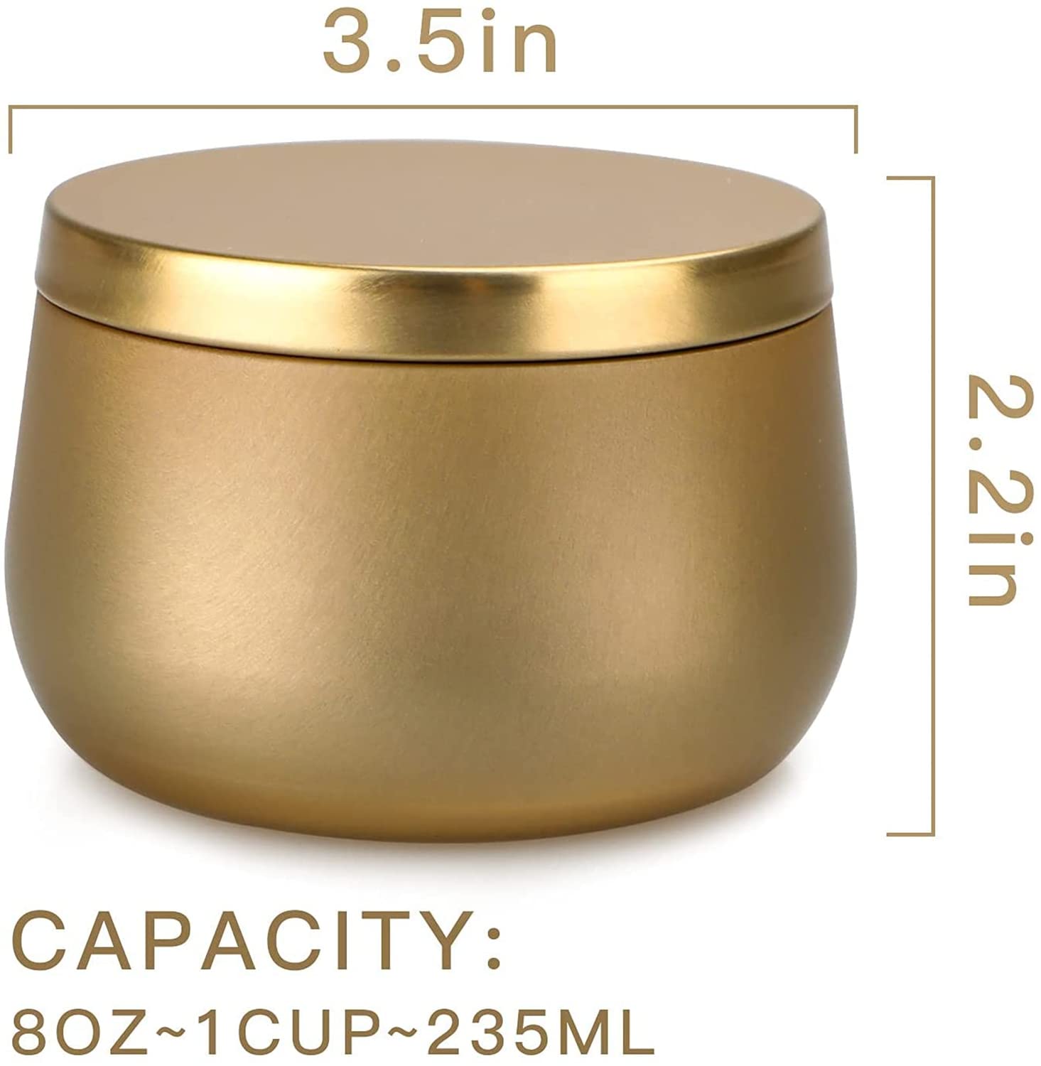 Black Candle Tins 24 Pieces,8oz Candle Jars Candle Containers with Lids, 8 oz, for Candles Making, Arts & Crafts, Storage, and Gifts (Gold 24PCS)
