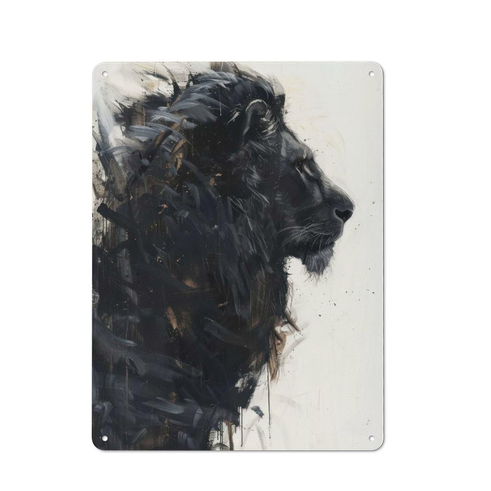 Junmoney Lion Majesty Art Vintage Metal Sign 40X30cm For Man Cave Or Games Room, For Kitchen, Dining Room And Home Bar Wall Decor