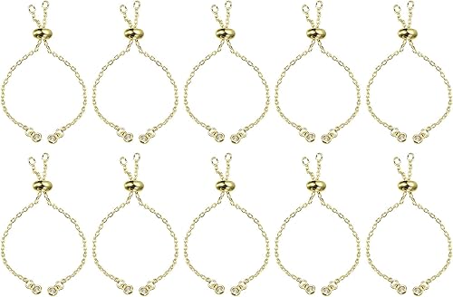Miniatura 7 de uxcell Pulseras deslizantes ajustables, 10 unidades de cadenas de conexión extensor O Link con extremos de diamantes de imitación para hacer joyas
