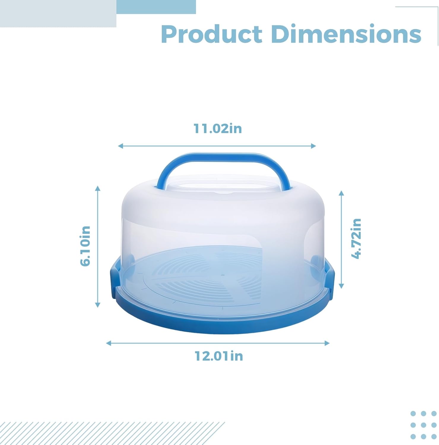 Lid and Handle with 10 in / 25.4 Cm Pie Carrier, Tall Cake Plastic Carrier, Bakery Box Clear Portable, Holds Cake 10 in / 25.4 Cm Round, Reusable Base Washable with, Sturdy Includes Latches