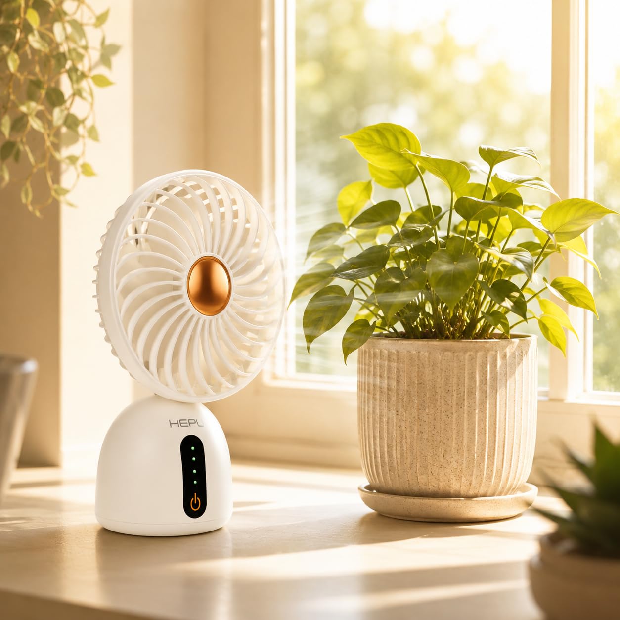 HEPU HP-F07 USB Şarjlı Sessiz Masaüstü Mini Fan 360° Ayarlanabilir Gövde Vantilatör