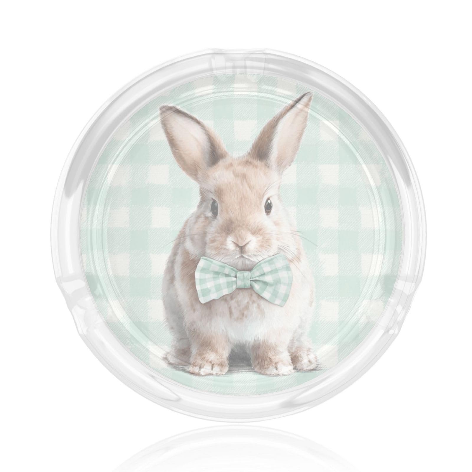 Cute Bunny With Pastel Green Checker Bow Tie Glass Ashtray For Cigarettes Ash Trays Case For Home Office Decor