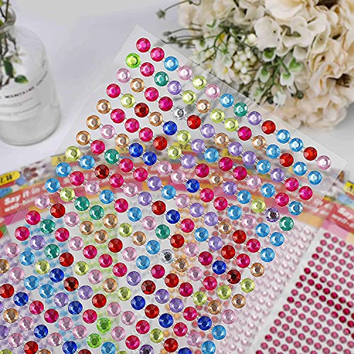 3120Pcs 6Mm Self-Adhesive Rhinestone Stickers Gem Stickers Jewels Crystal Embellishment Sheet For Crafts Diy Card Making (12 Sheets) #TOP2