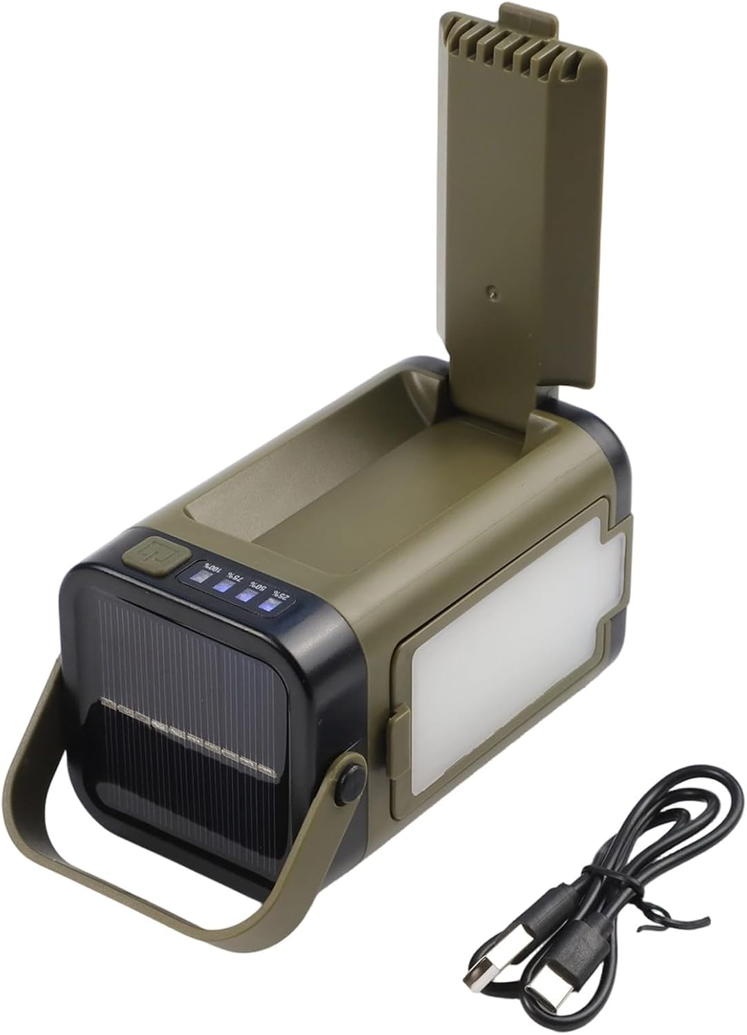 Foldable Solar Camping Lantern 4-for Leaf, 6 Modes Rechargeable LED Light with USB-C, IPX4 Waterproof Outdoor Hanging Lamp Tent Hiking, Green