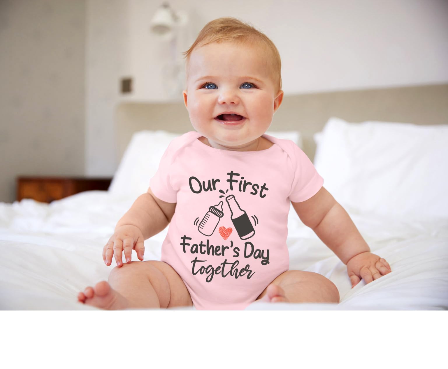 BesserBay Daddys Day Onesie for Baby Happy First Fathers Together Outfit Clothes Newborn Bodysuit Pink 3-6 Months