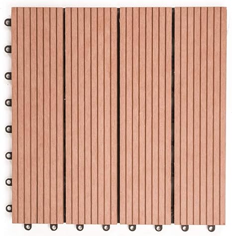 Amazon ウッドデッキ 人工木 樹脂 ウッドタイル ウッドパネル 激安 27枚セット ジョイント式 30 30cm 屋外用ジョイントタイル 木目調タイプ 耐久性 組立簡単 自由にカット ベランダ 玄関などに使用 タイル