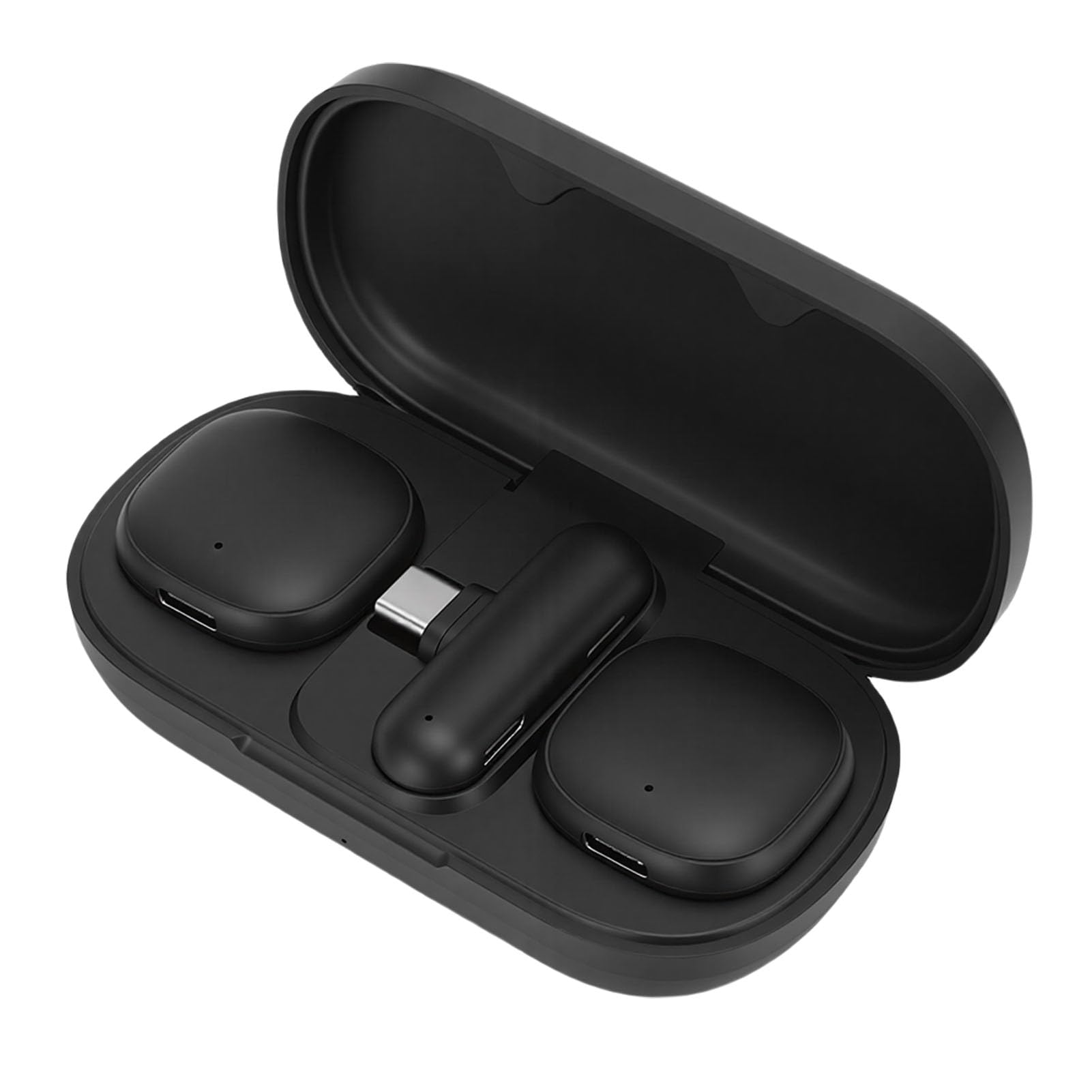 Microfoni Lavalier wireless precisi con cancellazione del rumore con ricevitore per interviste, a 2 microfoni per podcasting, custodia ABSS, portata 50 m