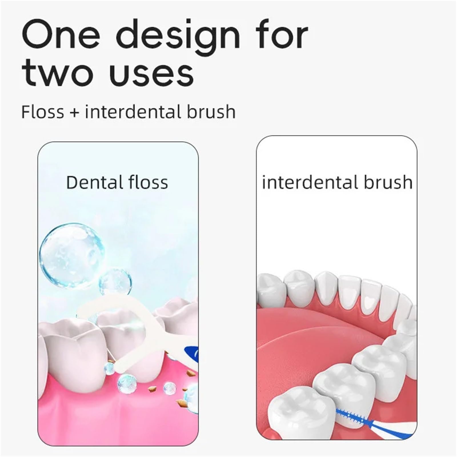 Cepillos interdentales 500 Uds. Palillos de hilo Dental, cepillos interdentales de silicona, aparatos ortopédicos for limpiar entre los dientes