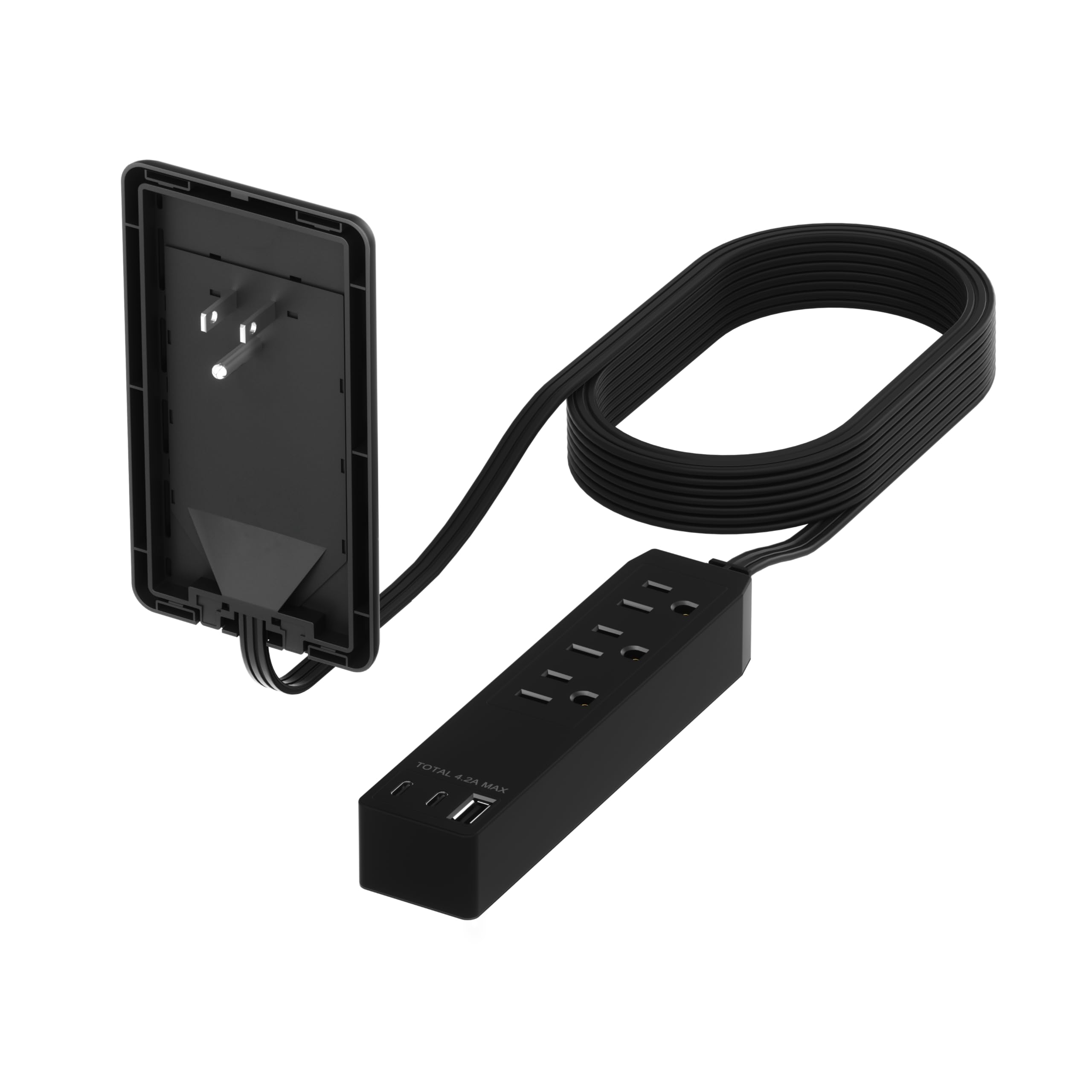 LIDER Outlet Extender with 3 Receptacles, 21W USB Type-A, and 2 USB Type-C, Ultra-Thin Wall Plate Plug with Cord Extender, 3-Outlet Power Strip,