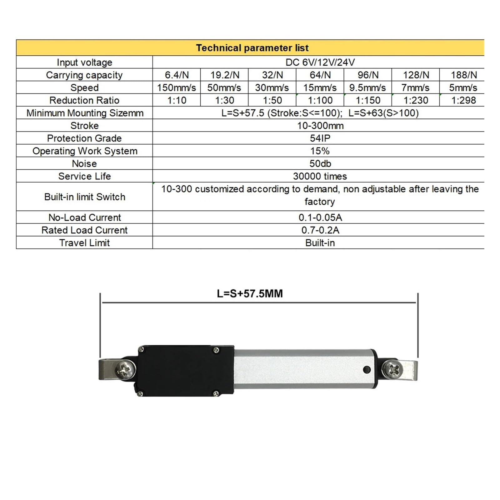 Attuatore di spinta micro lineare Dc6v/12v/24v mini cilindro elettrico corsa 10-200mm per controlli automazione robotica