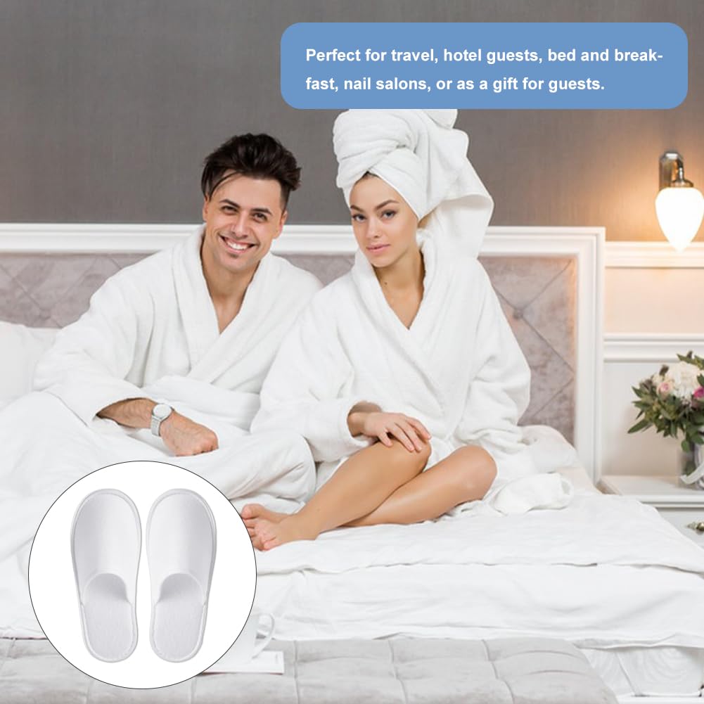 KARELLS Pantofole Usa e Getta Antiscivolo,2 Paia Pantofola SPA Pantofole Hotel Monouso,Pantofole Casa Confortevoli,con 1 Asciugamani Compressi,Comfort Chiuse,Ideali per Hotel, Spa e Centri Benessere