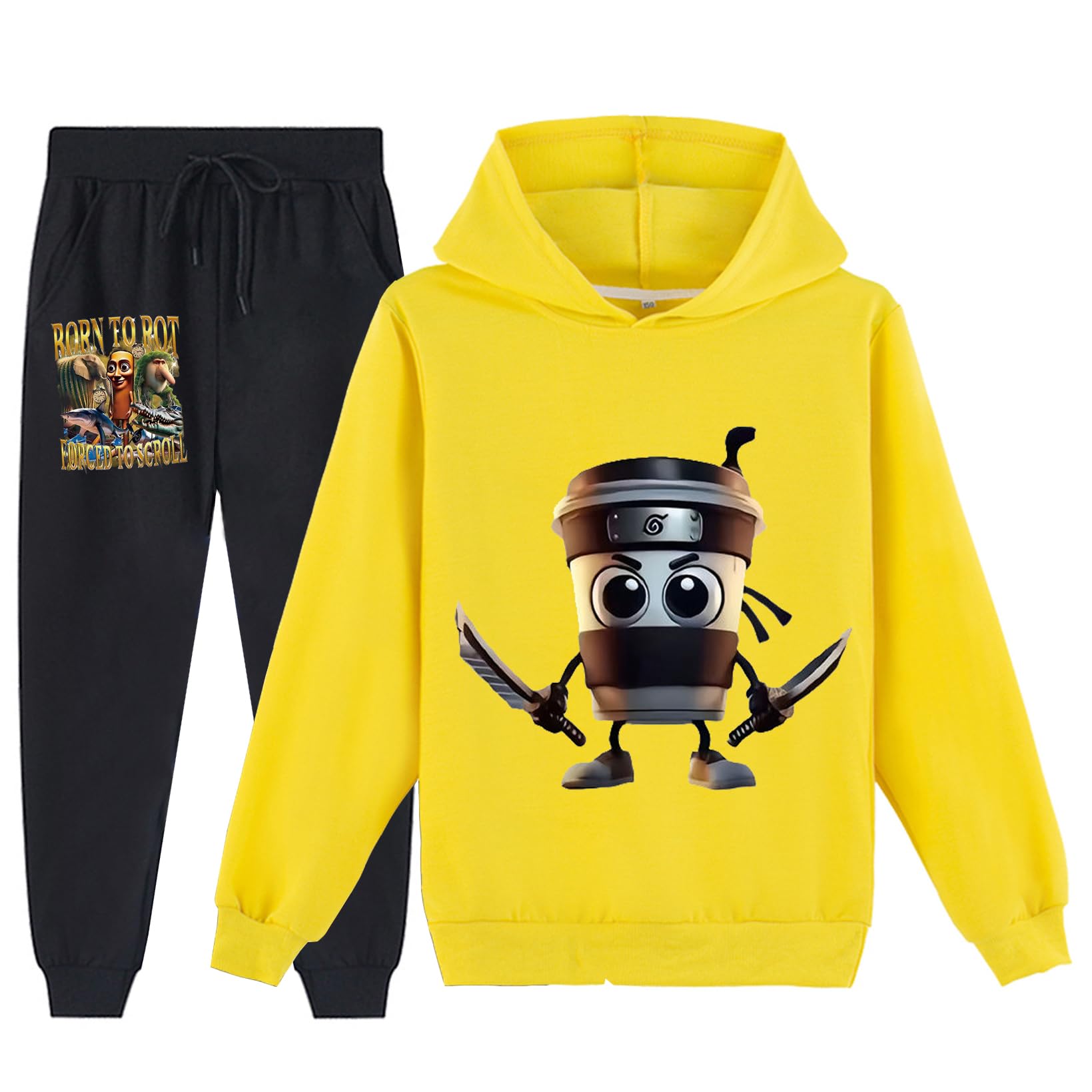 Assassino Survêtement cappuccino pour enfant avec sweat à capuche et pantalon de jogging, 2 pièces, rouge foncé, avec imprimé italien, survêtement pour garçons et filles, sweat à capuche et